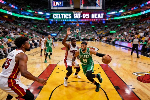 NBA季后赛波士顿凯尔特人队对阵迈阿密热火队比赛现场直播画面